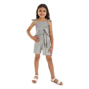 Bongo Girls Gathered Heather Grey Shorts Set