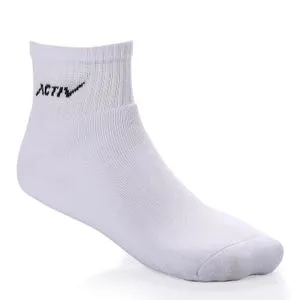 Activ Ribbed Patterned Neck Set Of 3 White Medium Length Socks