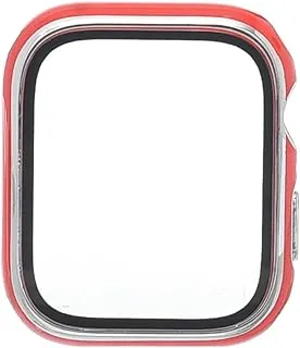 Generic Silicone 360 degree protection smart watch case with black edges compatible with apple watch 45 mm - silver red