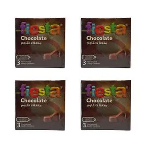 Fiesta Chocolate Condoms - Dotted & Flavored - 4 Packs Of 3