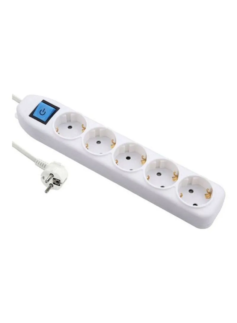 iLOCK Power Strip 2 meters extension cable With 5 outlets and Switch button 3500W 16A 250V white 30cm