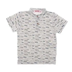 Bongo Chevron Pattern Short Sleeves Boys Polo Shirt - Cloud Grey