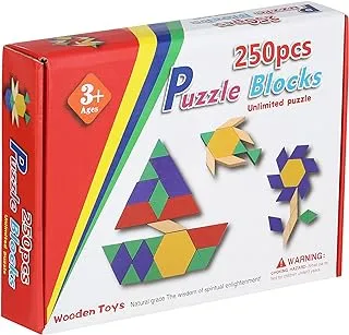 Generic Plastic color puzzle and building blocks set of 250 pieces for kids - multi color