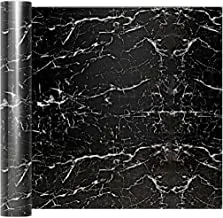 Marble Sticky Back Plastic Self Adhesive Wallpaper, Black Marble Furniture Sticker Self Adhesive Removable Wallpaper for Door Wall Kitchen Worktop Vinyl Film Waterproof Oilproof (60cm x 500cm)