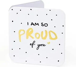 YM Sketch Greeting Card Blank - Proud of You | Round Edge Square 6.5 x6.5 cm | Luxury Gold Foil Emboss on White