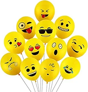 Generic 100 PCS Smile Face Yellow Color Emoji Balloons, 12 Inches Giant Latex Balloons, for Party, Birthday, Holiday Decoration