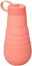 Silicone Water Bottle Collapsible with Plastic Cap, 500ml - Pink 140