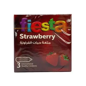 Fiesta Strawberry Condoms - Dotted & Flavored - Pack Of 3