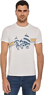 Dare Fancy Short Sleeve Regular Fit Graphic Printed Cotton T-Shirt With Crew Neck for Men, White, S