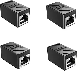 Rj45 موصل المقرنة في الخط محول إيثرنت Cat 7 / Cat 6 / Cat 5e محول موسع الكابلات المقرنات التوصيل وحدة جاك منافذ تقاطع للموجه / التبديل / التلفزيون / الكمبيوتر الشخصي والكمبيوتر المحمول | أنثى إلى أنثى (حزمة من 4)