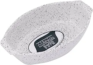 CERUTIL Stoneware Oval Roaster Oven Dish Medium 1.60 Liters SPEACKEL White & BLACK, MADE IN PT