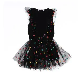 Bongo Stars Tulle Sleeveless Black With Bow Girl Dress