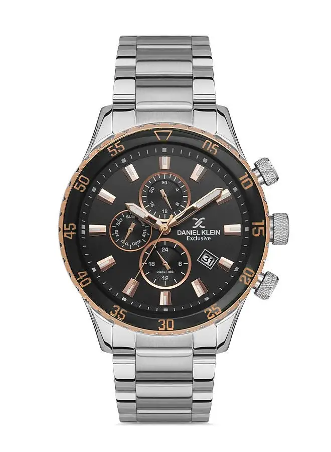 DANIEL KLEIN Stainless Steel daniel_klein Men Black Dial round Chronograph Wrist Watch DK.1.13302-2