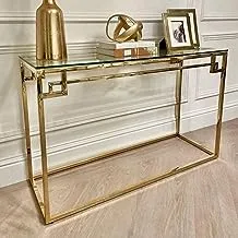 AR CORNER Sama steel console table with dimensions 40cm * 120cm * height 90cm made of stainless steel with gold pvd coating and transparent glass