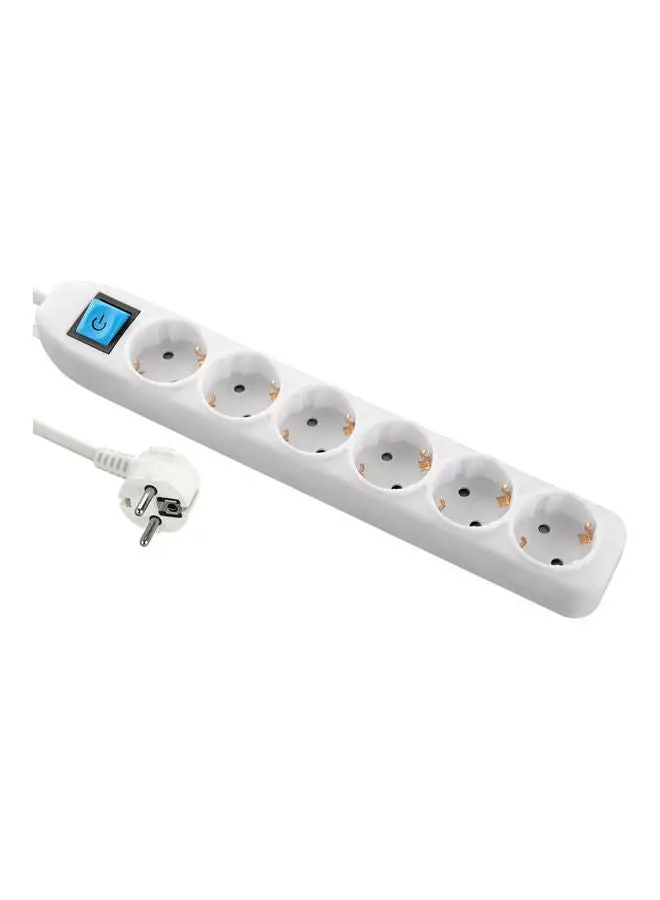 iLOCK Power Strip 6 Outlets With Switch - 3500W - 16A - 250V White/Blue 30cm