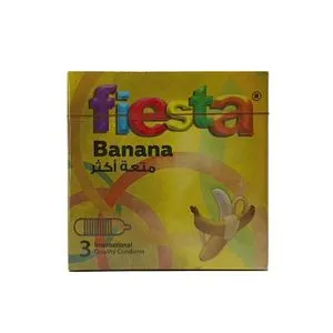 Fiesta Banana Condoms - Ribbed - Pack Of 3