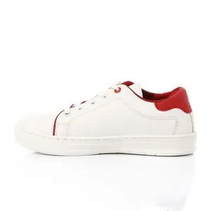 Hammer Leather Lace Up Sneakers For Men - White & Red