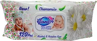 Viona Tag Wet Wipes Ultra Soft Alcohol&Paraben Free Refreshing&Perfumed Wipes Chamomile-120 Pieces