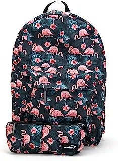 Mintra Unisex Printed School Bags 3 Pocket With Laptop Pocket+ Pencil Case -Tropical Flamingos (45 X 32 X 16 Cm)