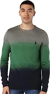 U.S. Polo Assn. Men Mixed Material-Slim-Full Sleeves-Tie Dye Pullover Sweater