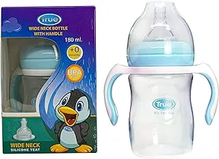 TRUE wide nick feeding bottle with hand 180 ML +0 blue 1 Piece