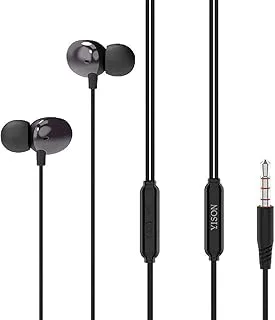 Yison x5 stereo earphone with noise isolation and microphone for 3.5mm jack - black, Wired Headphones Headset