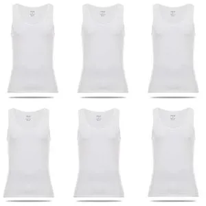 Dice 100% Cotton Six Sleeveless Solid Men T-shirt - White