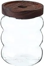 Acrylic Bean and Legine Jar with Wood Textured Lid 500ml 1717 Transparent DOD-3