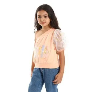 Bongo Tulle One Shoulder Sleeve Girls Blouse - Simon & Blue