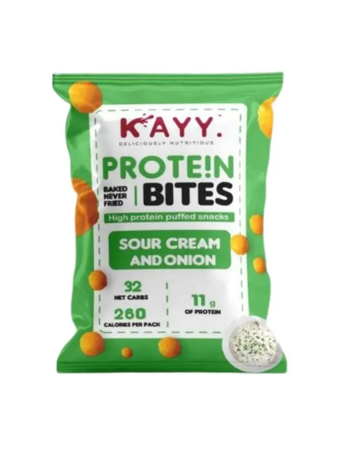 Kayy High Protein Baked Buffed Bites Sour Cream And Onion Flavour 60 grams