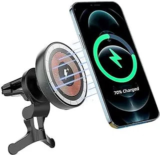 WIWU CH-309 Transparent Magnetic Wireless Fast Charger 15W Car Mount, USB-C Port, Safety protection, Modern design - Black