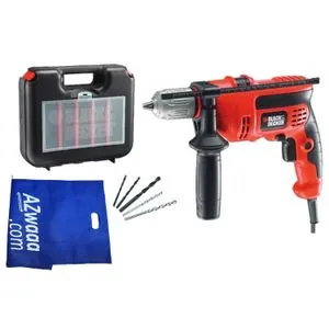 BLACK+DECKER CD714CRESK VSR Keyless Percussion Hammer Drill With 5 Accessories And Kit Box - 710W  - 13mm+ Azwaaa Bag