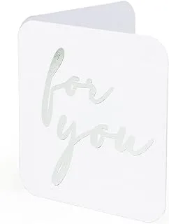 YM Sketch Greeting Card Blank - For You | Round Edge Square 6.5 x6.5 cm | Luxury Gold Foil Emboss on White