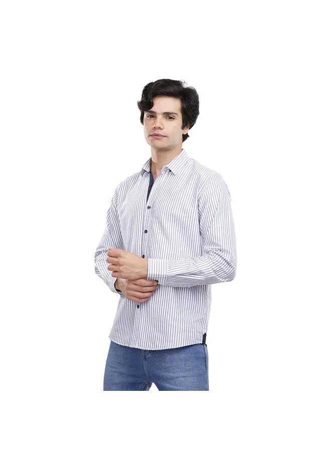 Coup Coup Strip Shirt For Men - Regular Fit - Navy & White