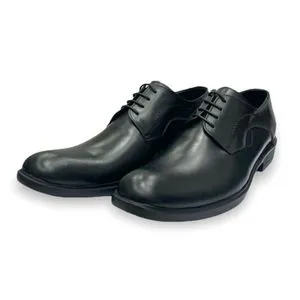 Squadra Genuine Leather Lace Up Smart Casual Shoes For Men - Black