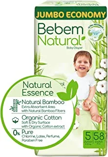 Bebem Natural - Baby Diapers - Jumbo Pack - Junior Size 5 - 58 Pieces