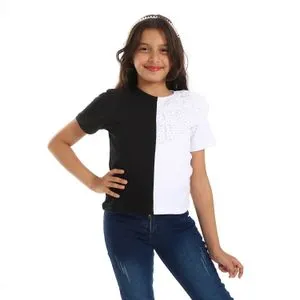 Bongo 2 Halves Black & White Short Sleeves Girls Tee