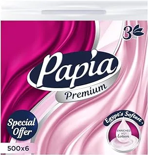 Papia Facial Tissue - PE MultiPack - 3 Ply - 500 X 6 - premium 