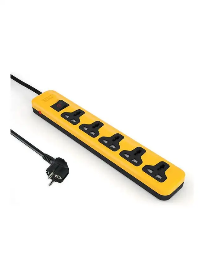 iLOCK Power Strip 5 Universal Outlets With Overload Switch Yellow-Black