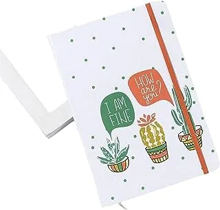 HardCover Cactus Notebook/three Pots with orange elastic Band