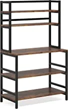 Tribesigns 5-tier kitchen bakers rack with hutch, industrial microwave oven stand, free standing kitchen utility cart storage shelf organizer (rustic brown)