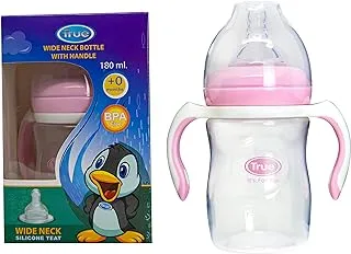 TRUE wide nick feeding bottle with hand 180 ML +0 pink 1 Piece