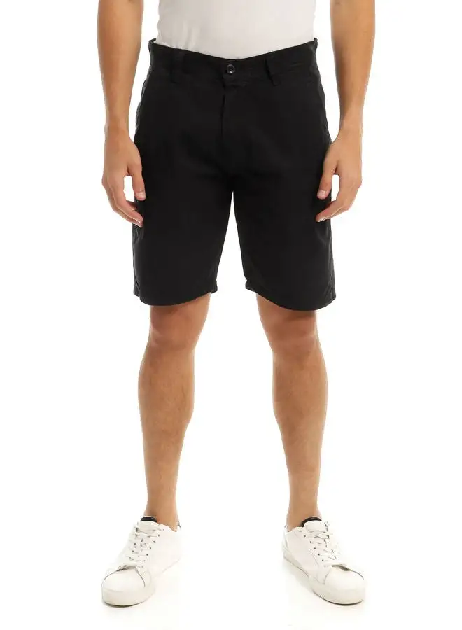 RAVIN Solid Casual Black Casual Short