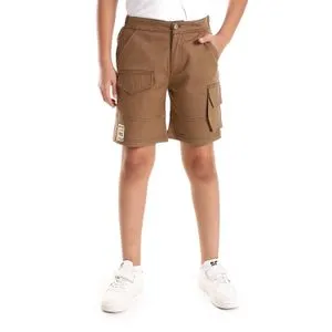 Bongo Solid Pattern With 3 Pockets Boys Short - Coffee Brown