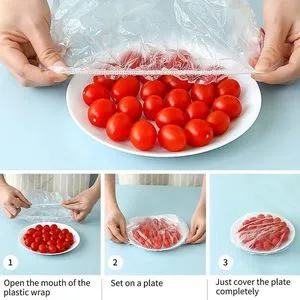 Polyethylene Plastic Wrappers Sealing Lids For Preserving Fruits And Food Storage, 100 Pieces