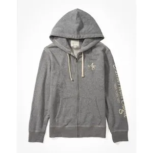 American Eagle AE Graphic Heather Zip-Up Hoodie