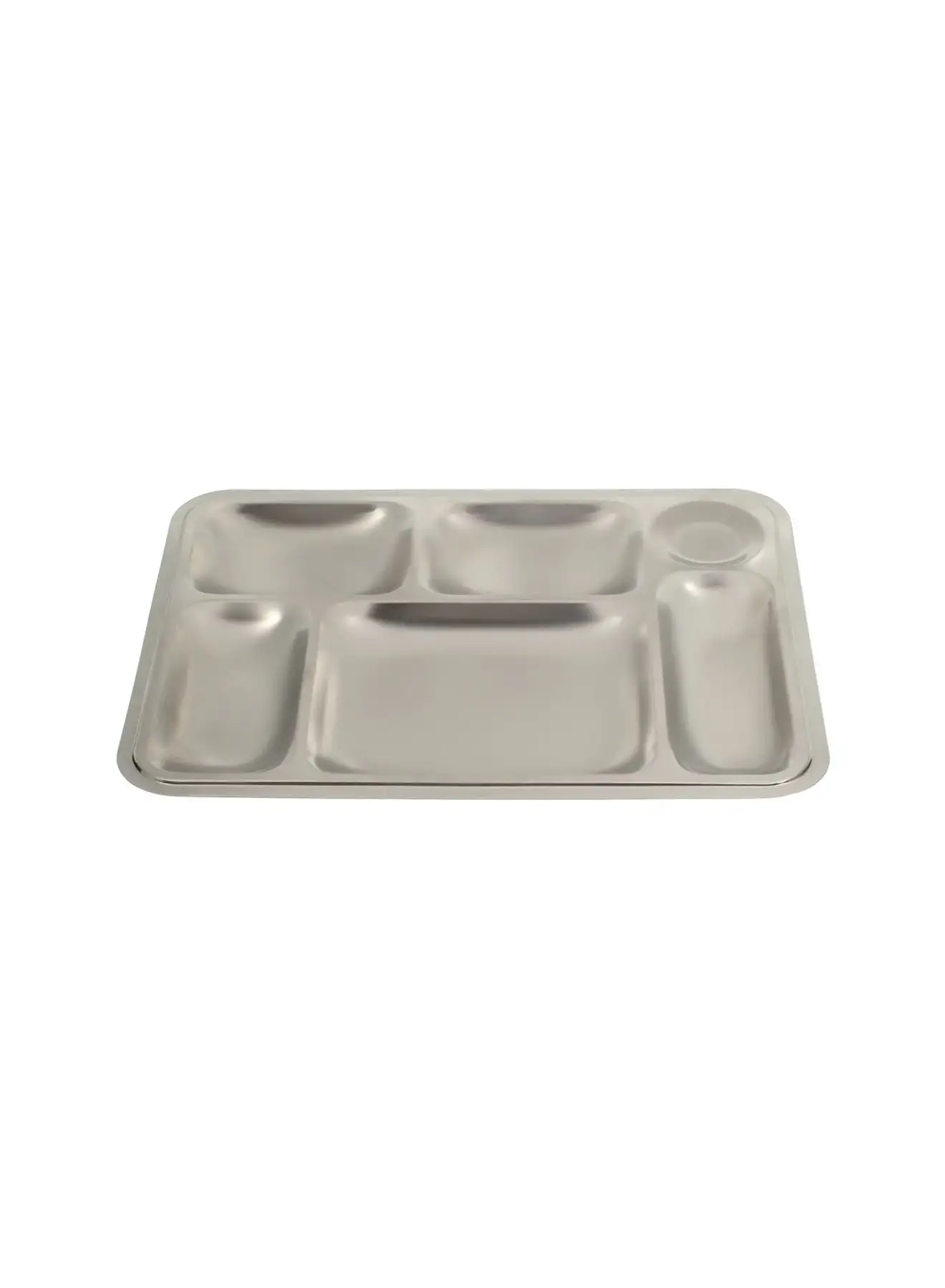 6 October Stainless Steel Divided Serving Tray Silver