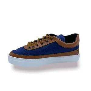 Hammer Canvas Lace Up Sneakers For Men - Havana & Navy Blue