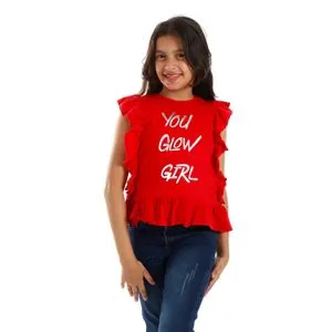 Bongo Grils Frammed Ruffles Printed Tee - Red