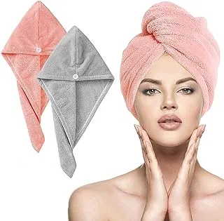 Generic SK RAYAN Hair Towel Wrap Absorbent Towel Hair-Drying Bathrobe Magic Hair Warp Towel Super Quick-Drying Microfiber Bath Towel Hair Dry Cap Salon Towel (Hair wrap Towel -2 Pieces)